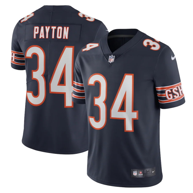 mens nike walter payton navy chicago bears retired player limited jersey